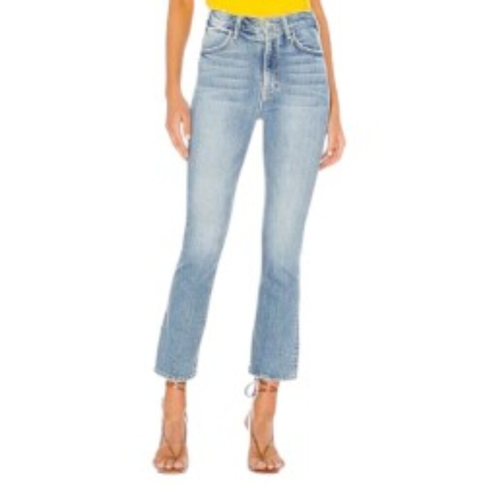MOTHER Light Blue Cropped Straight Jeans